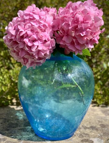 A Hand Blown, Large Turquoise Art Glass Vase - SOLD!
