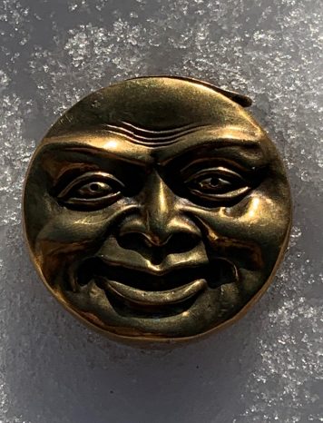Novelty Brass Vesta Case With A Two Faced Happy and Sad Moon - SOLD!