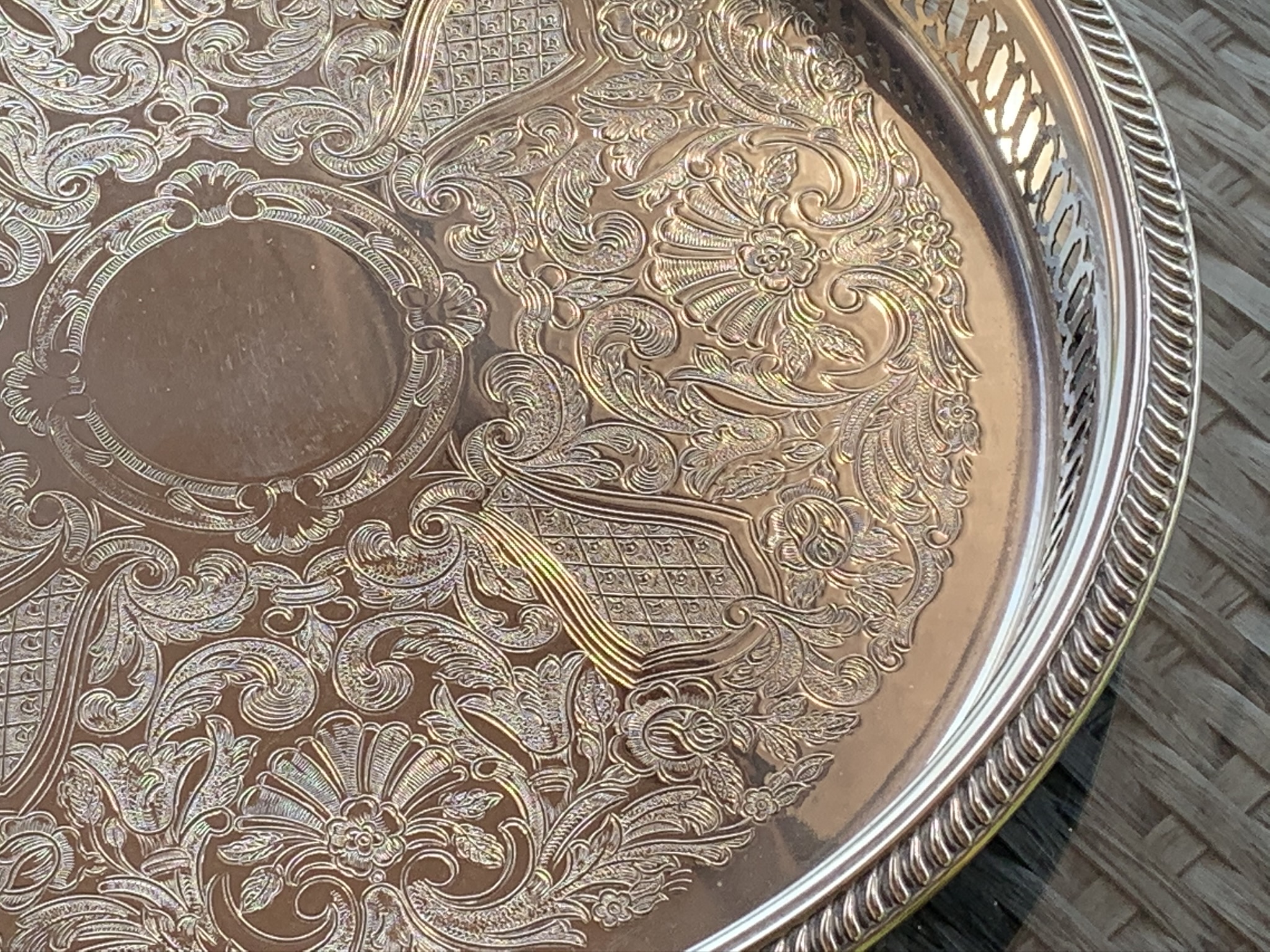 An Attractive Vintage Silver-plated Circular Gallery Tea Tray - Image 2