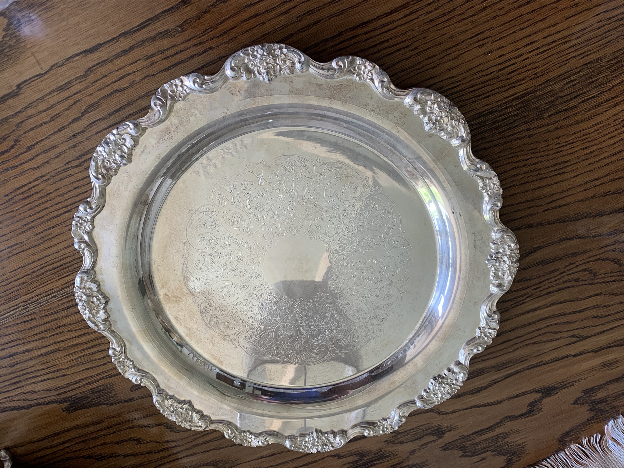 A Large Vintage Towle Silver-plated Serving Tray With A Floral Boulder - Image 6