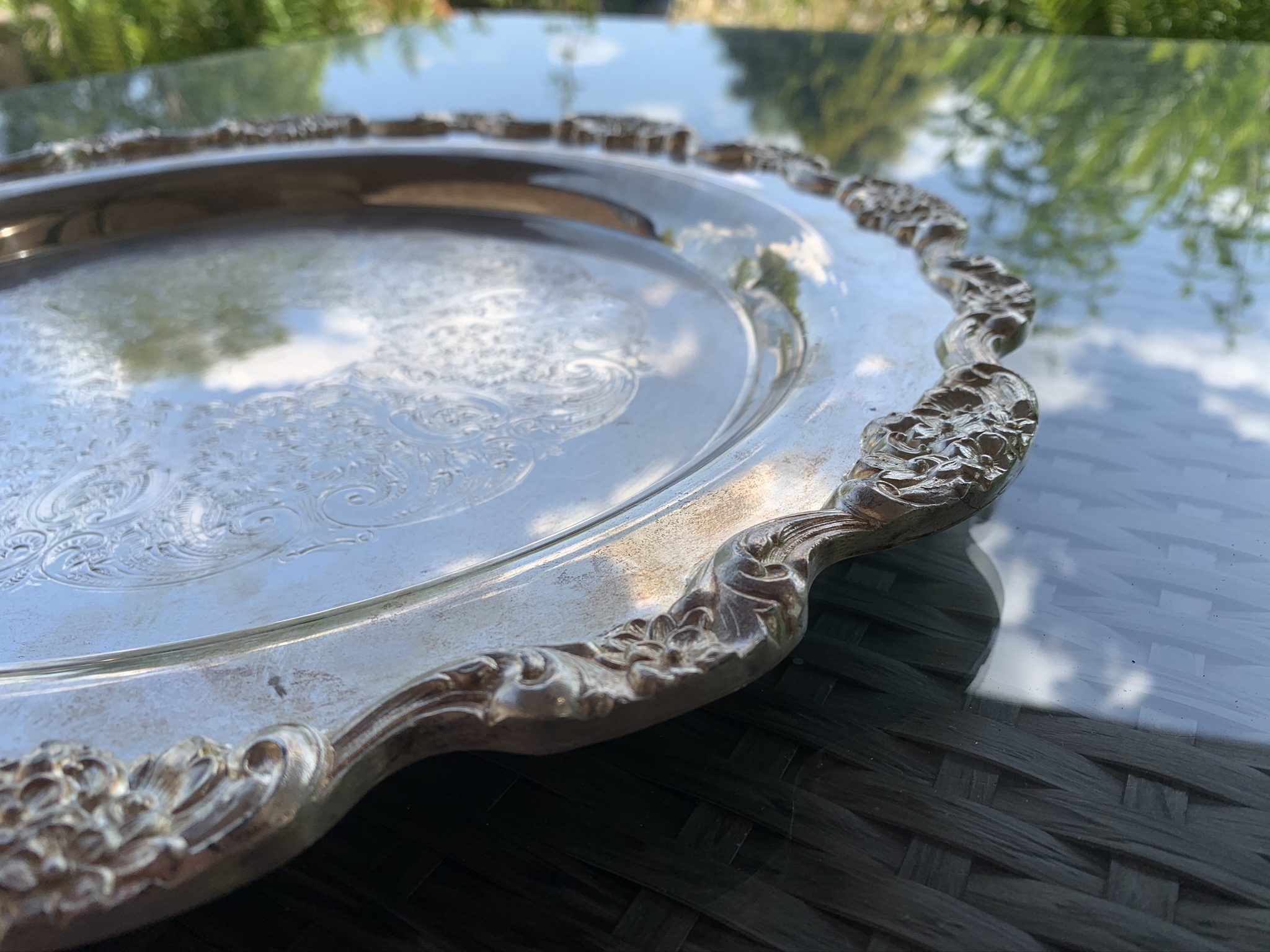 A Large Vintage Towle Silver-plated Serving Tray With A Floral Boulder - Image 7