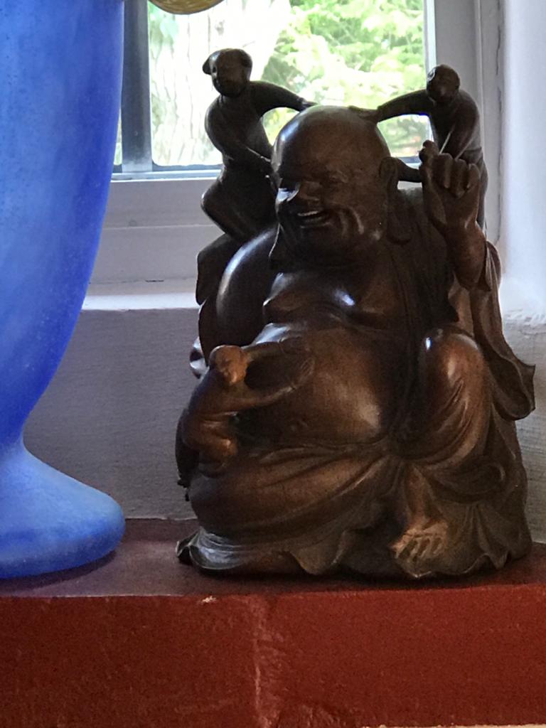 A Chinese Happy Laughing Buddha Wood Carving - Image 4