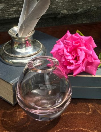 Contemporary Small Glass Posy Vase with a Pink Hue