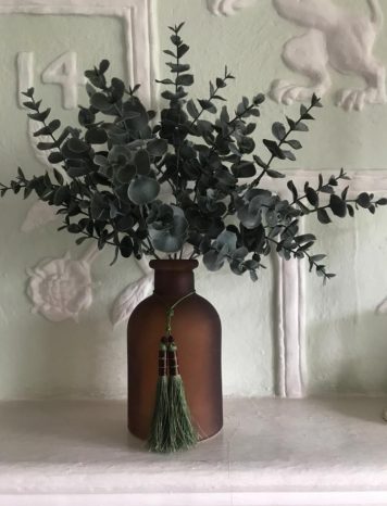 Gorgeous Brown Apothecary Style Glass bottle with Green Tassel