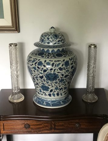 An Elegant Giant Mandarin, Hand Painted and Lidded Jar