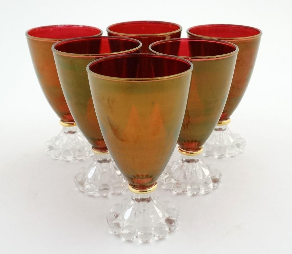 A Lovely Set of Six Ruby Boopie 1950’s Glasses By Anchor Hocking - Image 2