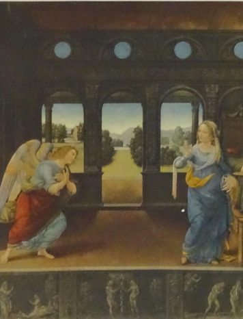 An Italian School Print, the Annunciation After Lorenzo di Credi
