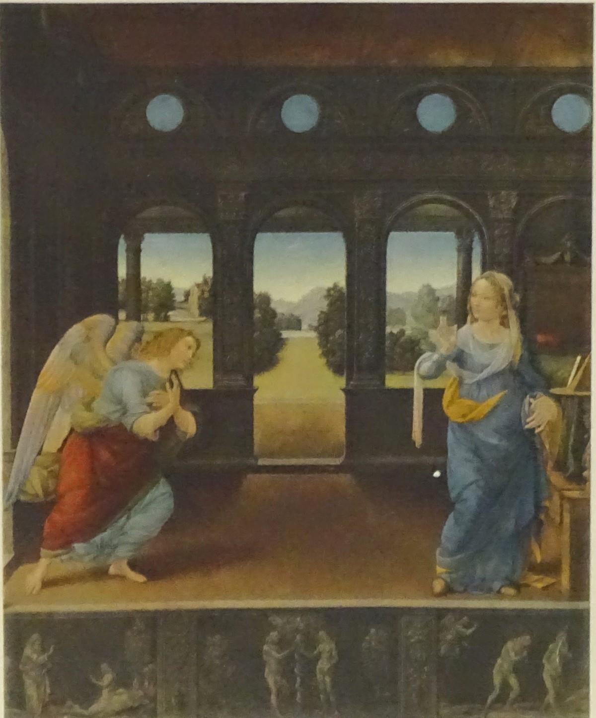 An Italian School Print, the Annunciation After Lorenzo di Credi