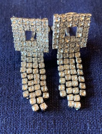 Art Deco Design Style Diamente Clip-On Earrings