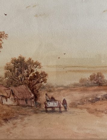 A Country Scene Watercolour Painting By D. Watts