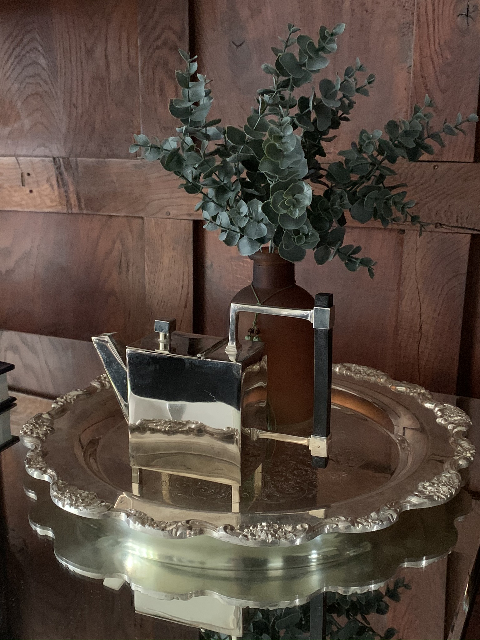 A Large Vintage Towle Silver-plated Serving Tray With A Floral Boulder - Image 3