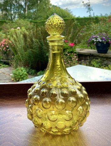 Retro Empoli Style Green Glass Bubble Bottle & Stopper