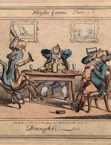 A Framed late 19th Century part hand coloured Caricature “Draughts”