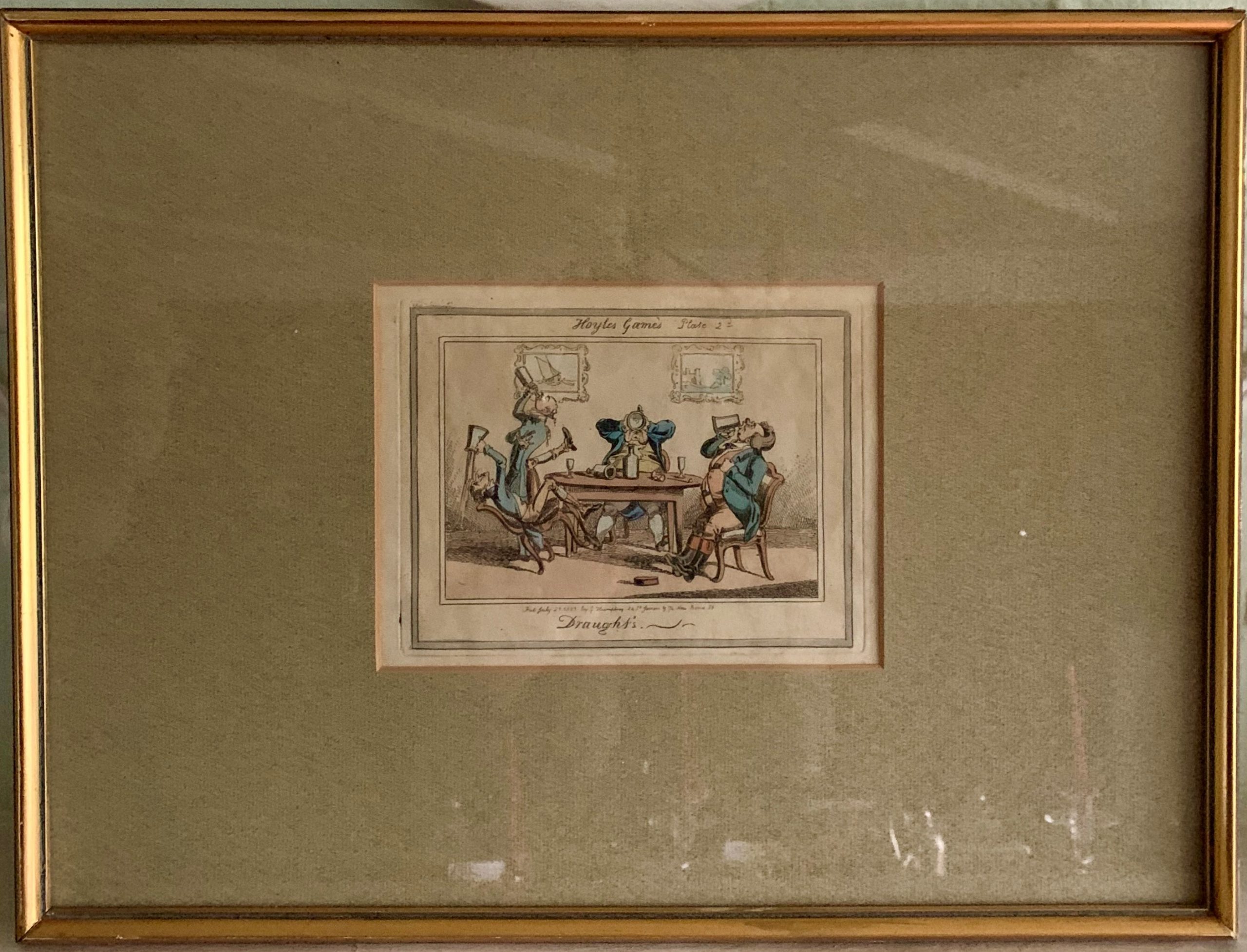 A Framed late 19th Century part hand coloured Caricature “Draughts” - Image 3