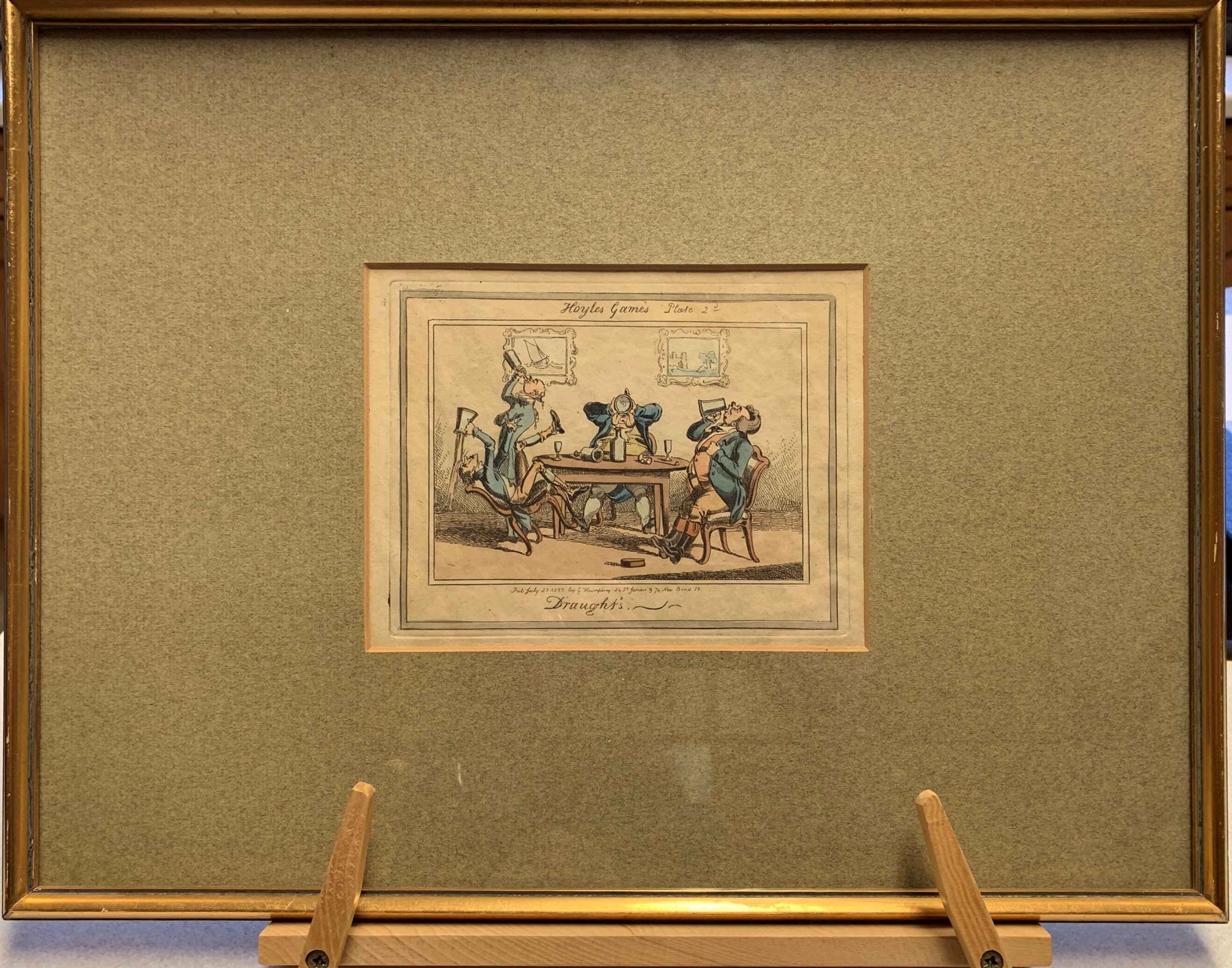 A Framed late 19th Century part hand coloured Caricature “Draughts” - Image 2