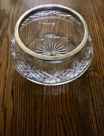 Attractive Vintage Cut Glass Fruit Bowl with Silver Rim, Birmingham 1945