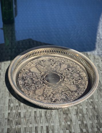 An Attractive Vintage Silver-plated Circular Gallery Tea Tray