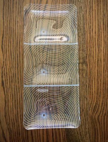 Vintage Chance Three Section Etched Glass Tray c.1960