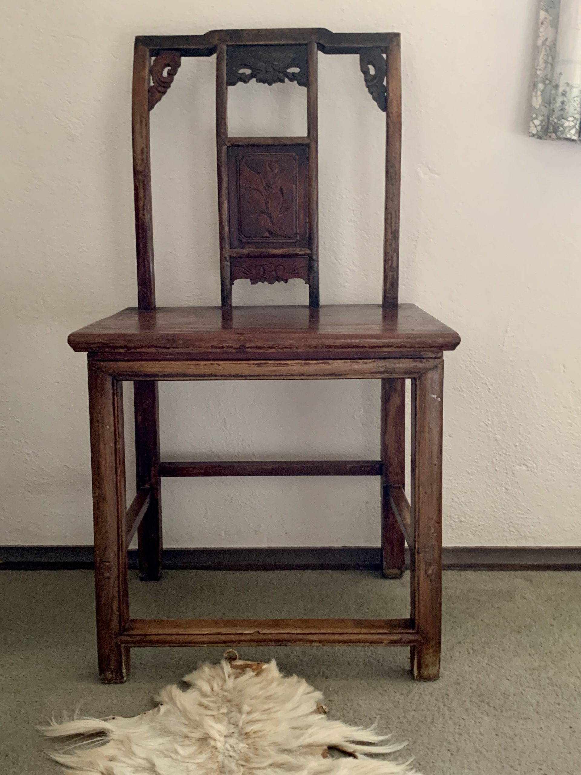 A Decorative, Signed and Carved Chinese Red Stained Chair - Image 3