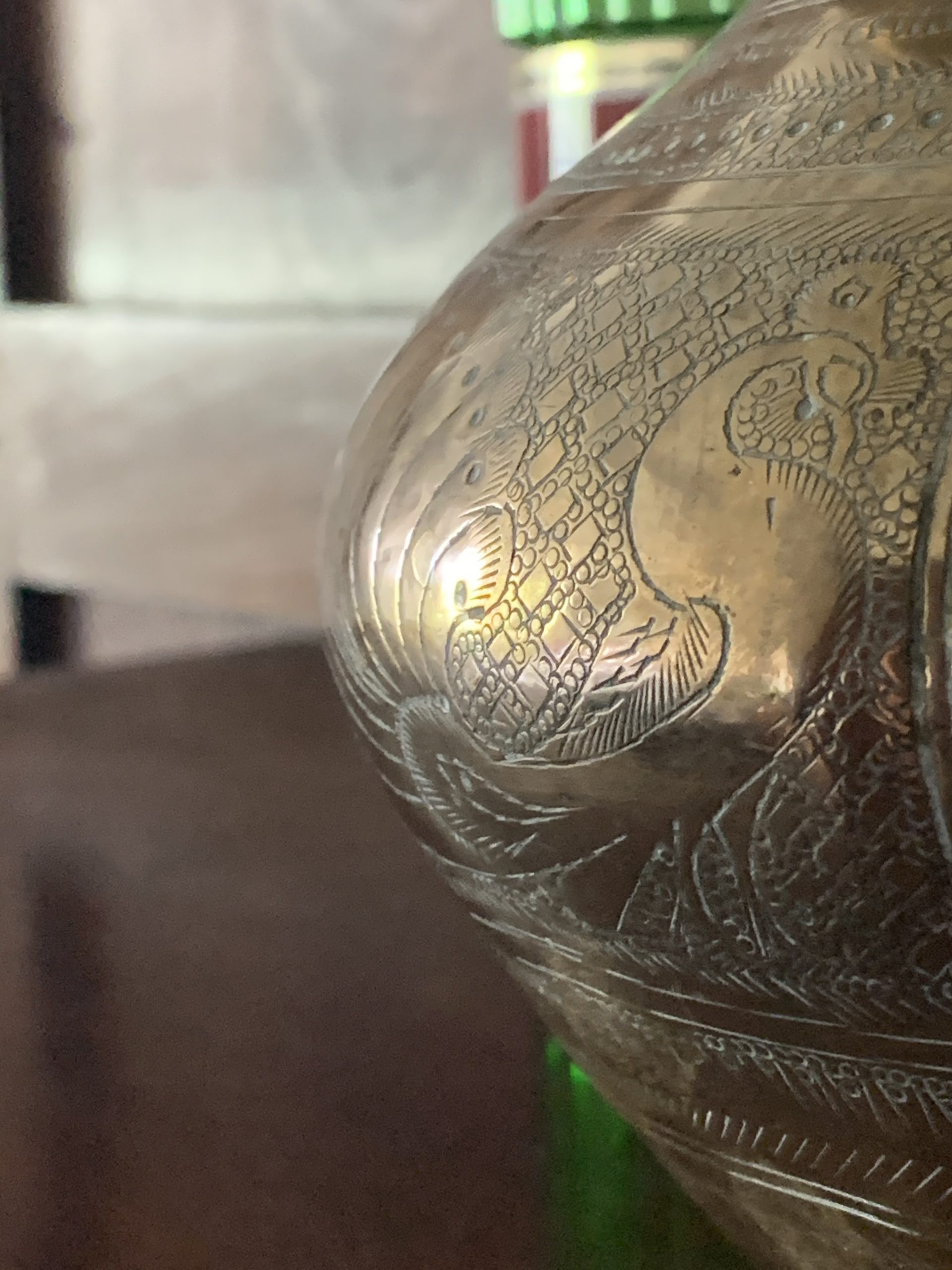 Antique Indian Brass Lota Kalash Engraved Water Pot - Image 7