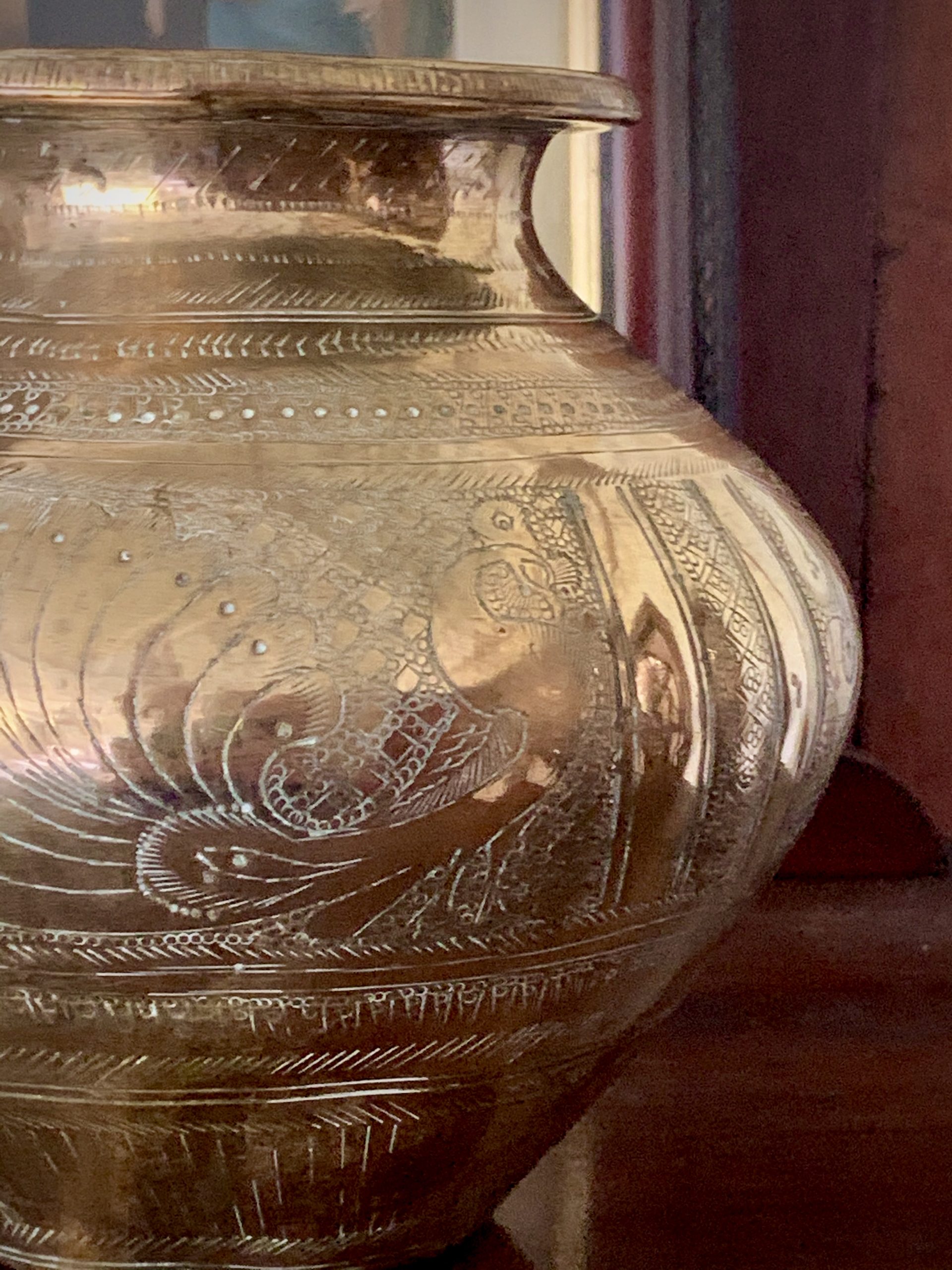 Antique Indian Brass Lota Kalash Engraved Water Pot - Image 8