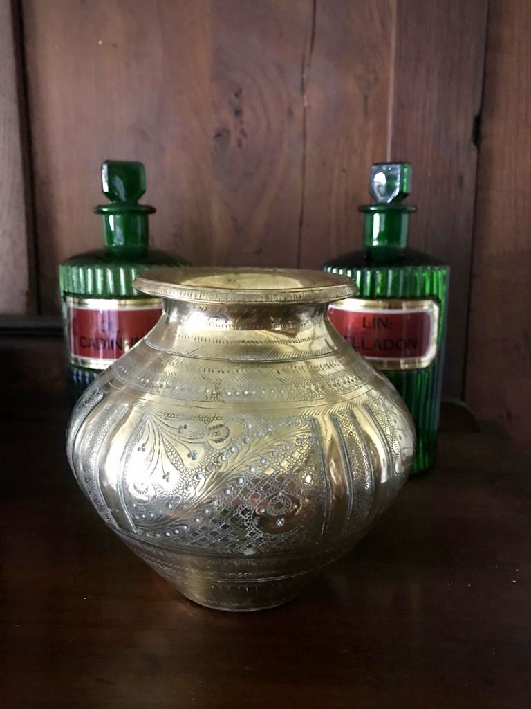 Antique Indian Brass Lota Kalash Engraved Water Pot - Image 5