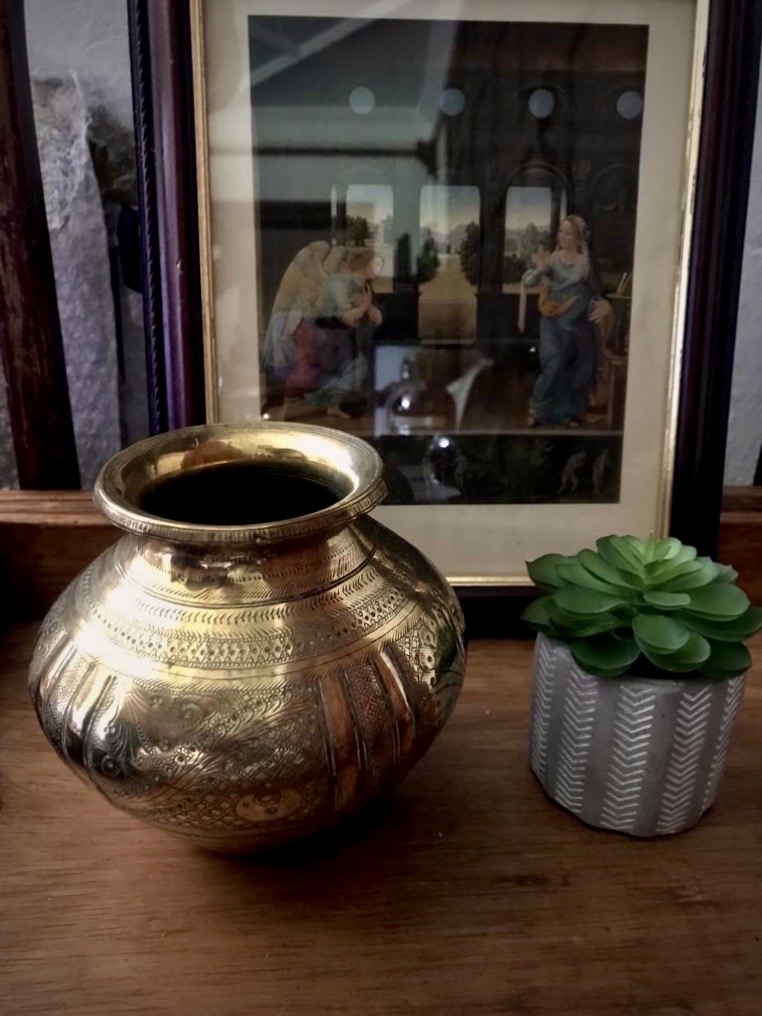 Antique Indian Brass Lota Kalash Engraved Water Pot - Image 4