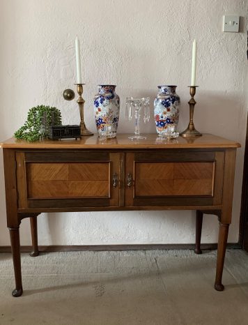 Mahogany Washstand Cabinet with Inlaid Doors