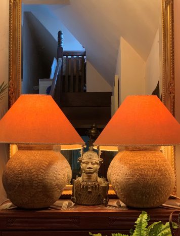 A handsome pair of rustic Earthenware Lamps