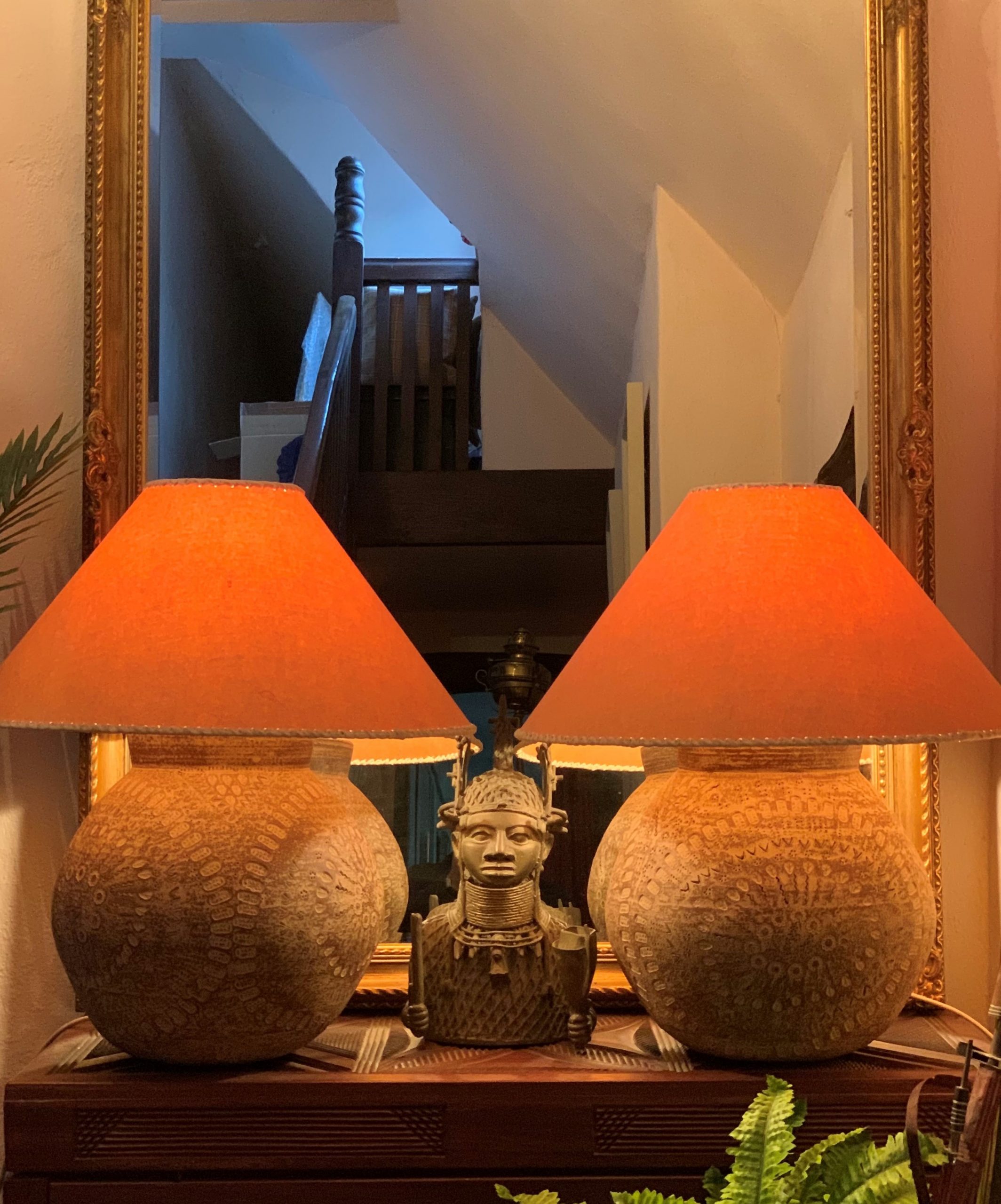 A handsome pair of rustic Earthenware Lamps