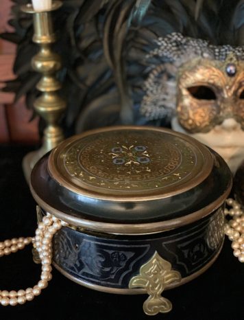 A 19th Century (1880/1890) French Ebony and Brass Circular Casket / Box
