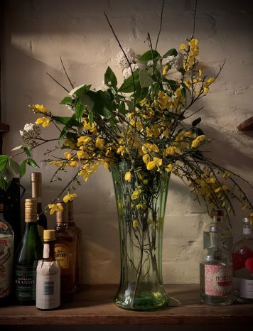 A Green Stuart Crystal of England Ribbed Glass Vase