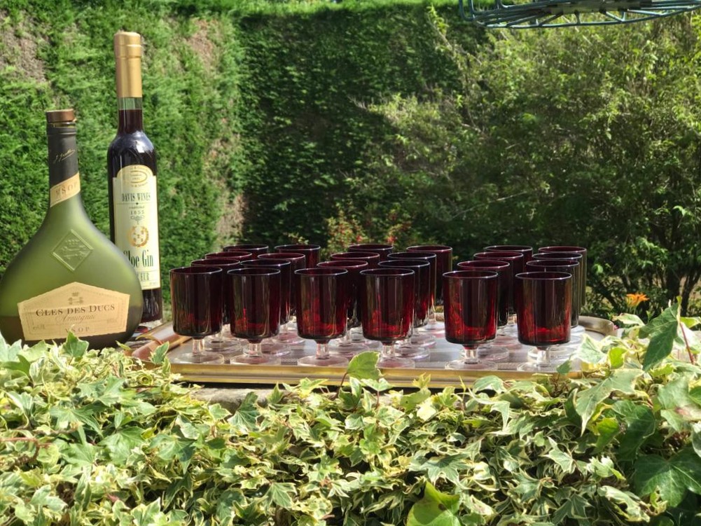 A set of 24 Vintage French Luminarc Arcoroc Cavalier Ruby Red Sherry Liqueur Glasses with Clear Stems - Image 2