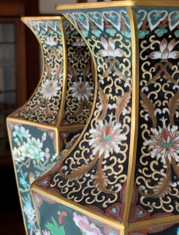 Pair of Hexagonal Cloisonné Vases